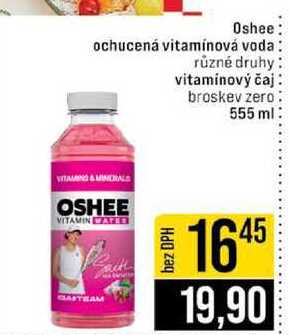 Oshee ochucená vitamínová voda různé druhy vitaminový čaj broskev zero 555 ml