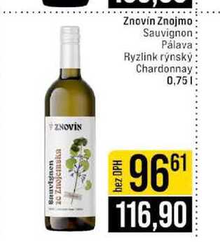 Znovín Znojmo Sauvignon Pálava Ryzlink rýnský Chardonnay 0,75l