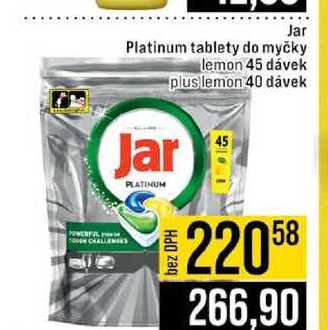 Jar Platinum tablety do myčky lemon 45 dávek plus lemon 40 dávek 