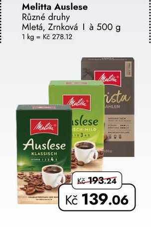 Melitta Auslese Různé druhy Mletá, Zrnková à 500 g