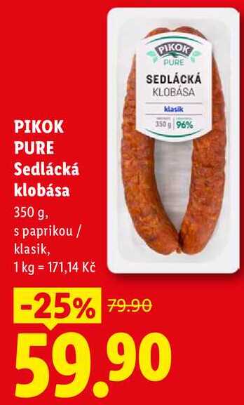 PIKOK PURE Sedlácká klobása, 350 g