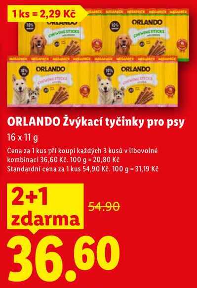 ORLANDO Žvýkací tyčinky pro psy, 16x 11 g 