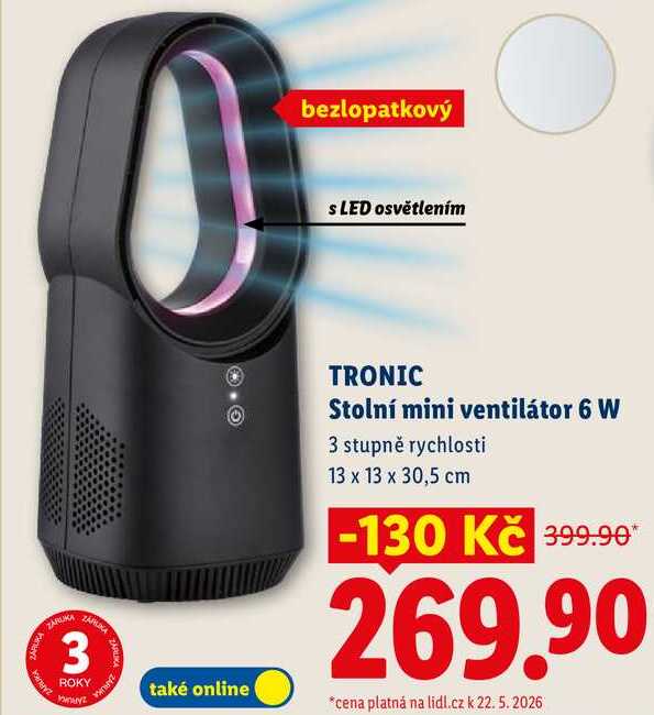 TRONIC Stolní mini ventilátor 6 W