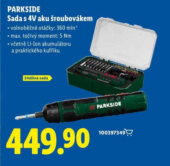 PARKSIDE Sada s 4V aku šroubovákem 