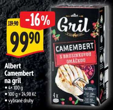 Albert Camembert na gril, 4x 100 g