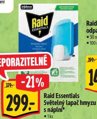 Raid Essentials Světelný lapač hmyzu s náplní