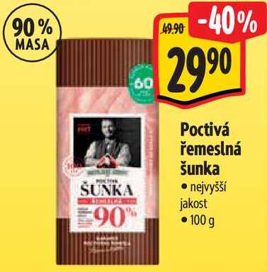 Poctivá řemeslná šunka, 100 g