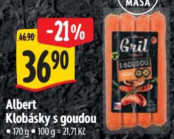 Albert Klobásky s goudou, 170 g
