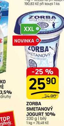 ZORBA SMETANOVÝ JOGURT 10% 330 g | bílý 