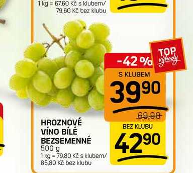 HROZNOVÉ VÍNO BÍLÉ BEZSEMENNÉ 500 g
