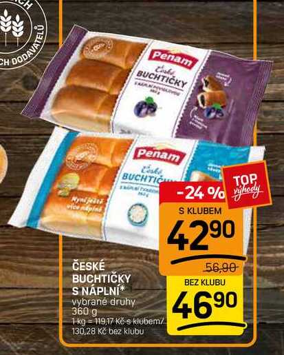 ČESKÉ BUCHTIČKY S NÁPLNÍ* vybrané druhy 360 g l