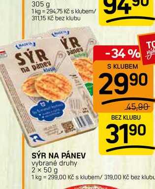 SÝR NA PÁNEV vybrané druhy 2 x 50 g 