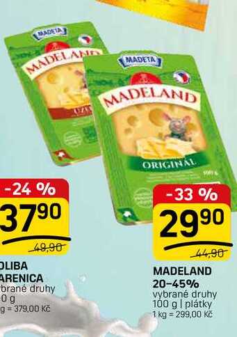 MADELAND 20-45% vybrané druhy 100 g | plátky 
