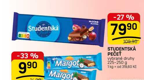 STUDENTSKÁ PEČEŤ vybrané druhy 225-250 g