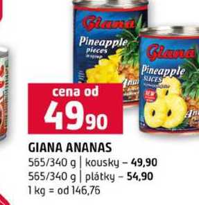 GIANA ANANAS 565/340 g kousky 565/340 g plátky