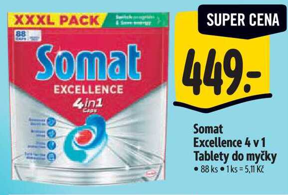 Somat Excellence 4 v 1 Tablety do myčky, 88 ks