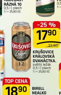 KRUŠOVICE KRÁLOVSKÁ DVANÁCTKA světlý ležák 0,5l, plech 
