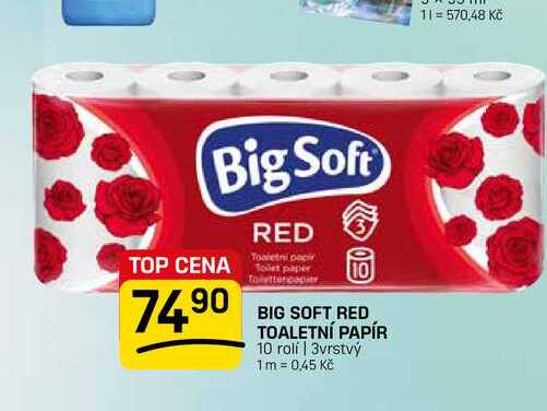 BIG SOFT RED TOALETNÍ PAPÍR 10 rolí | 3vrstvý