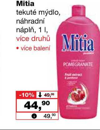 Mitia tekuté mýdlo, náhradní náplň, 1l