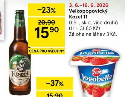 Velkopopovický Kozel 11, 0.5 l, sklo, více druhů