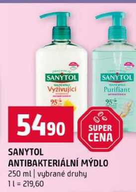 SANYTOL ANTIBAKTERIÁLNÍ MÝDLO 250 ml vybrané druhy 