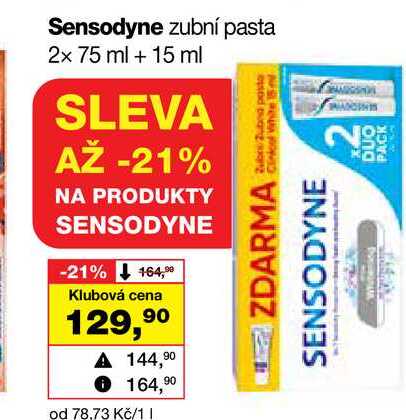 Sensodyne zubní pasta 2x 75 ml 
