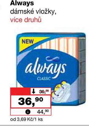 Always dámské vložky, více druhů 