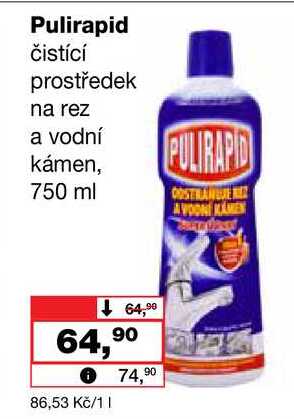 Pulirapid čistící prostředek na rez a vodní kámen, 750 ml 