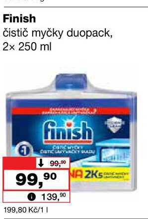 Finish čistič myčky duopack, 2x 250 ml 