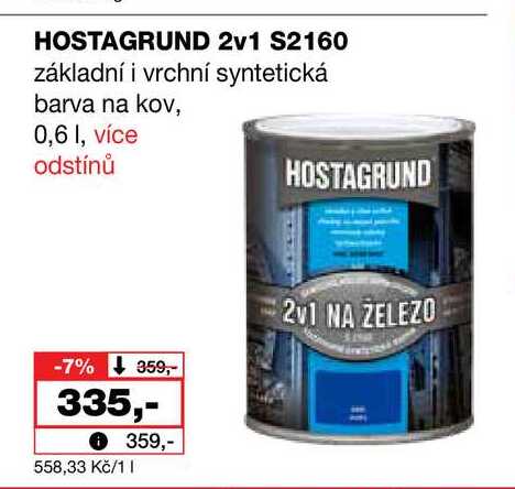 HOSTAGRUND 2v1 S2160 základní i vrchní syntetická barva na kov, 0,6l