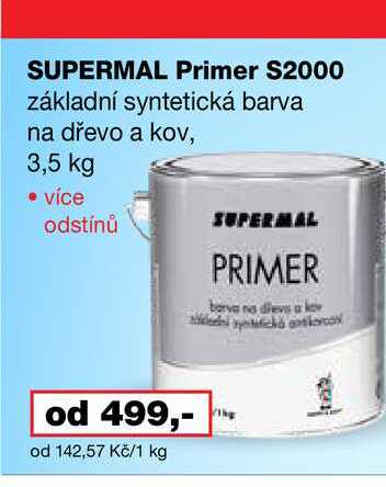 SUPERMAL Primer S2000 základní syntetická barva na dřevo a kov, 3,5 kg