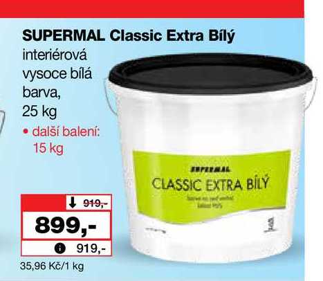 SUPERMAL Classic Extra Bílý interiérová vysoce bílá barva, 25 kg