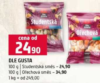 DLE GUSTA 100 g Studentská směs 100 g Ořechová směs 