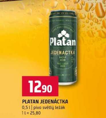PLATAN JEDENÁCTKA 0,5l pivo světlý ležák