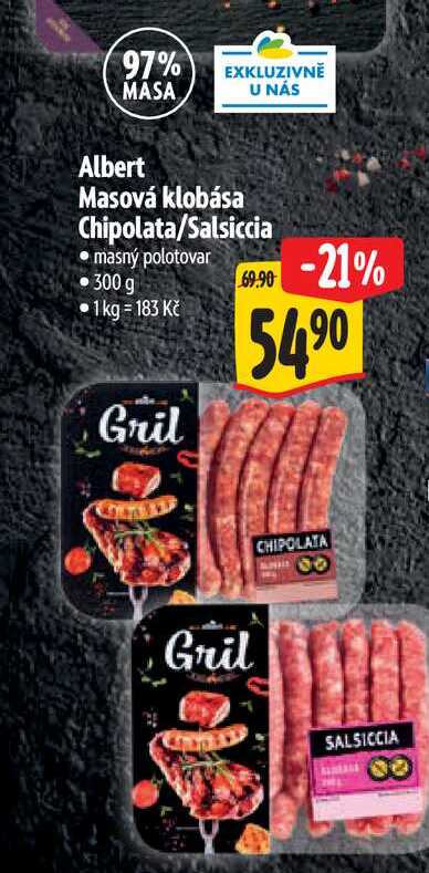  Albert Masová klobása Chipolata/Salsiccia 300 g