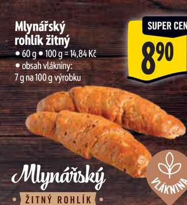 Mlynářský rohlík žitný 60 g