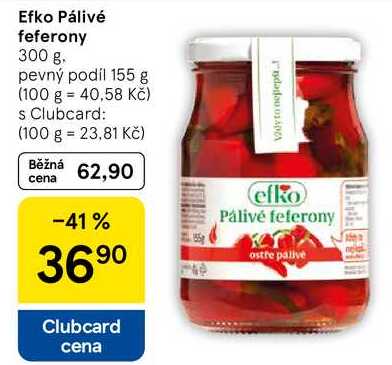 Efko Pálivé feferony, 300 g. pevný podíl 155 g
