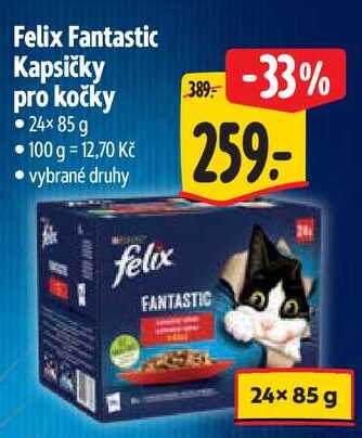 Felix Fantastic Kapsičky pro kočky, 24× 85 g