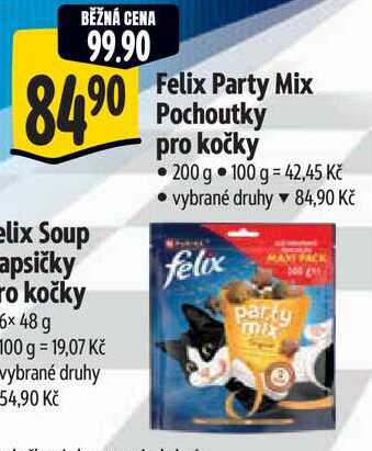 Felix Party Mix Pochoutky pro kočky, 6x 48 g 