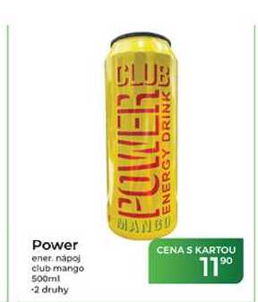 Power ener. nápoj club mango 500ml -2 druhy