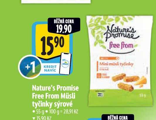 Nature's Promise Free From Müsli tyčinky sýrové 55 g