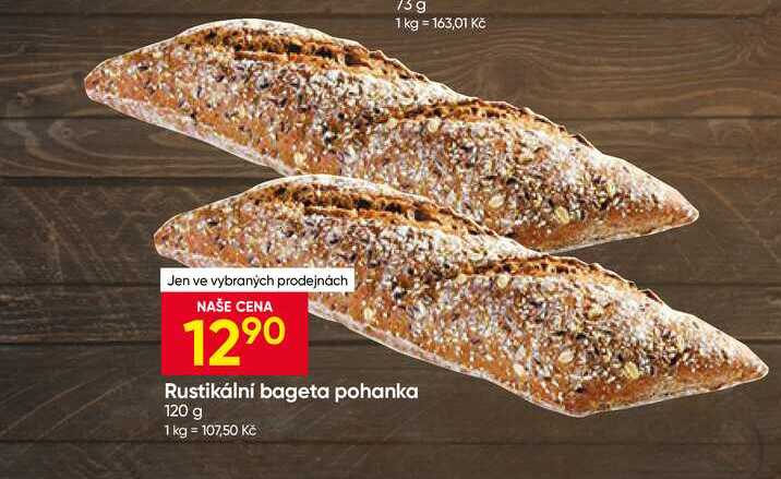 Rustikální bageta pohanková 120g, vybrané druhy
