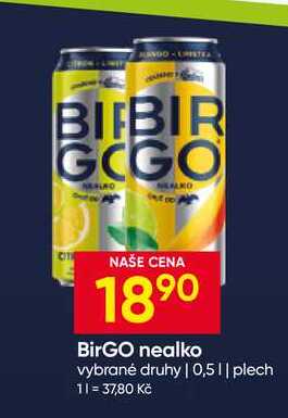 BirGO nealko vybrané druhy 0,5l plech