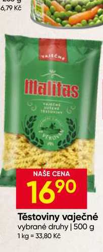 Malitas Těstoviny vaječné vybrané druhy 500 g