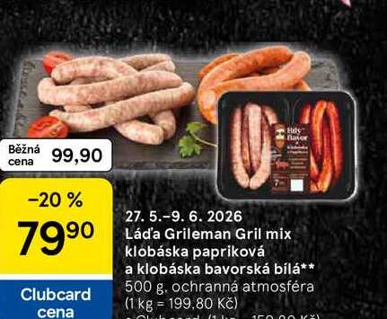 Láďa Grileman Gril mix klobáska papriková a klobáska bavorská bílá, 500 g