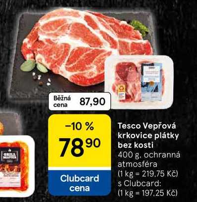 Tesco Vepřová krkovice plátky bez kosti, 400 g