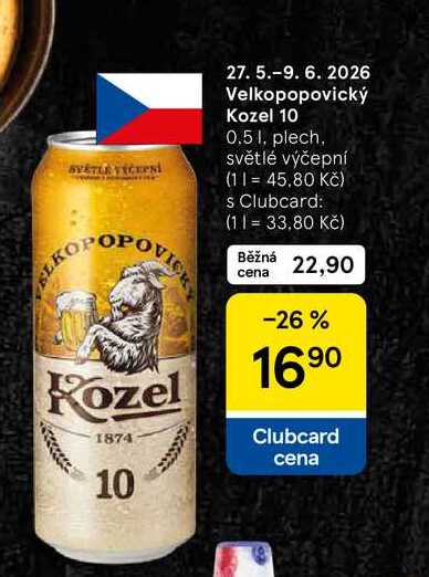 Velkopopovický Kozel 10, 0.5 l, plech 