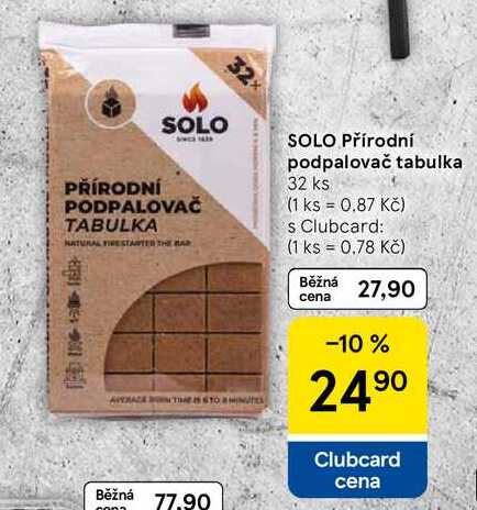 SOLO Přírodní podpalovač tabulka, 32 ks  