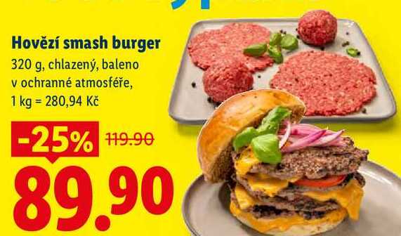 Hovězí smash burger, 320 g 
