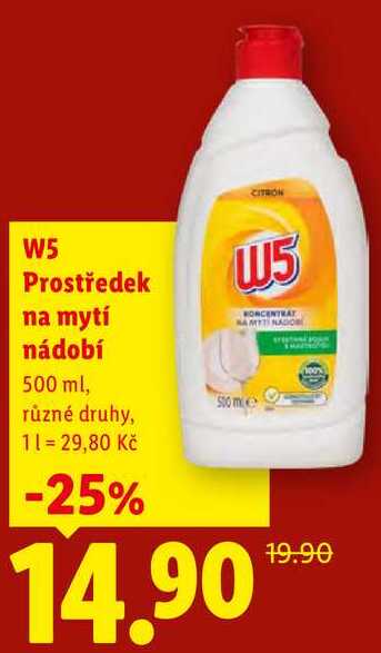 W5 Prostředek na mytí nádobí. 500 ml